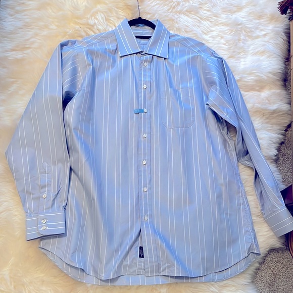 BURBERRY Pale Blue & White Striped Shirt - Picture 3 of 13